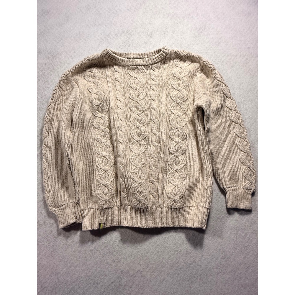 Kenneth Cole Reaction Mens Beige Cable Knit Crew Neck Sweater Size Large